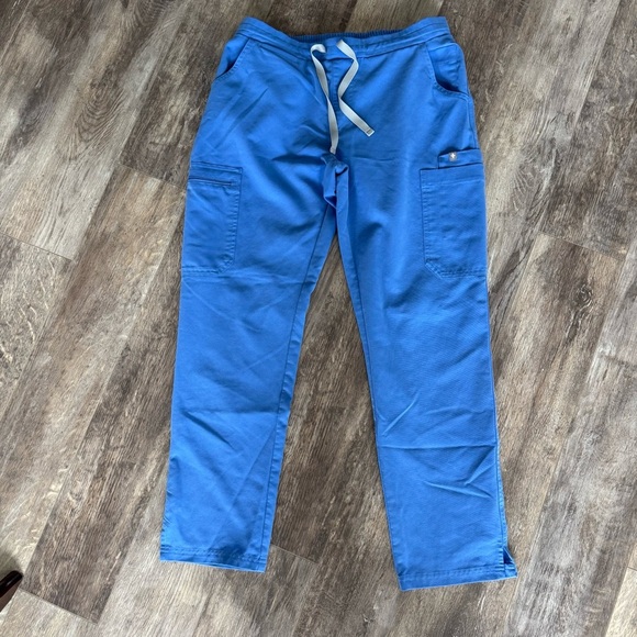 FIGS Yola Skinny Scrub Pants - Light Blue Drawstring Pants - Picture 9 of 12